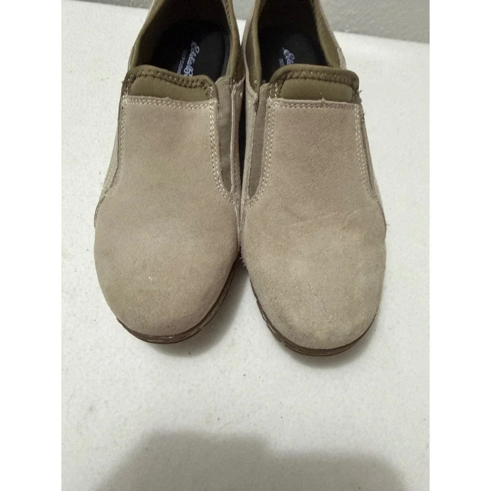 Eddie Bauer Birch Bay Tan Suede Leather Slip On Shoes Womens 9M Deep Cushioning